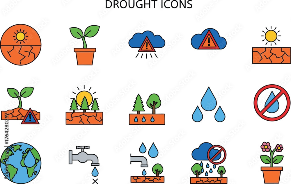 Fototapeta premium Drought climate change icons vector illustration design