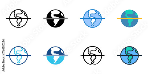Hemisphere icon set multiple style collection 
