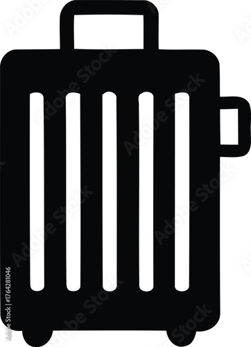 Modern black suitcase icon representing luggage for travel and trips