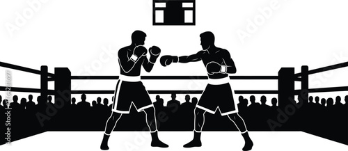 Boxing match silhouette vector illustration design art