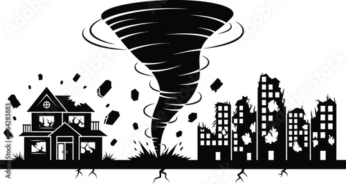 Tornado disaster damage destruction devastation weather icon