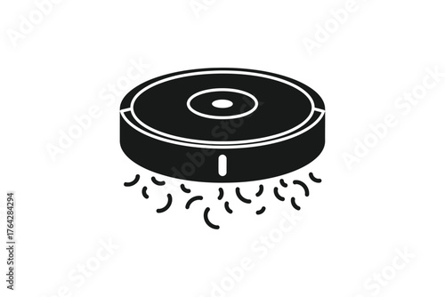 Robot vacuum cleaner icon isolated on white background, illustrating smart home technology and automated cleaning solutions