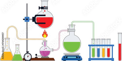 Chemistry lab setup science experiment distillation process