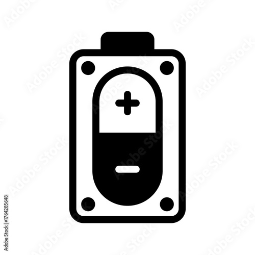 Battery plus minus outline icon vector