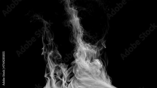 Photos Two isolated white smoke plumes rising and swirling from the bottom creating a d