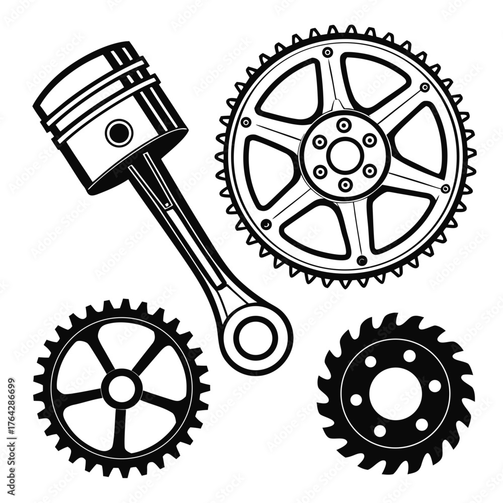 Obraz premium Vector art of engine parts on