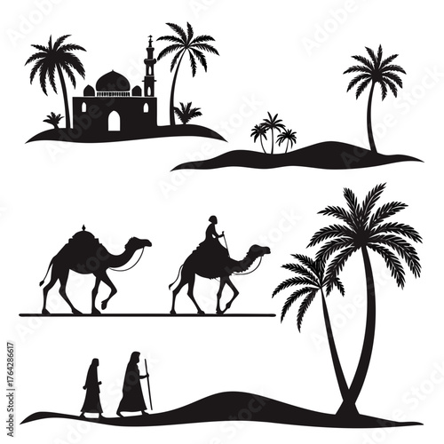 Vector art of arabian desert silhouette