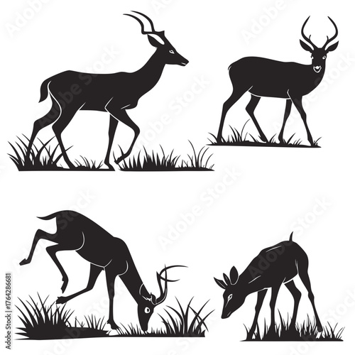 Vector art of deer silhouettes on