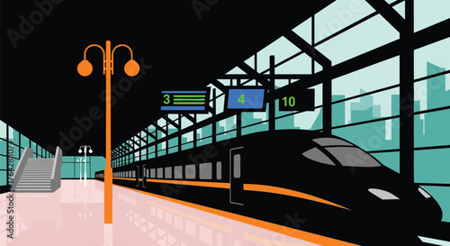 Modern train station vector illustration travel and transport