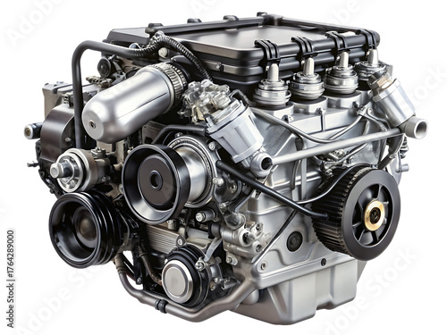  car engine isolated on white background .PNG. AI Generated
