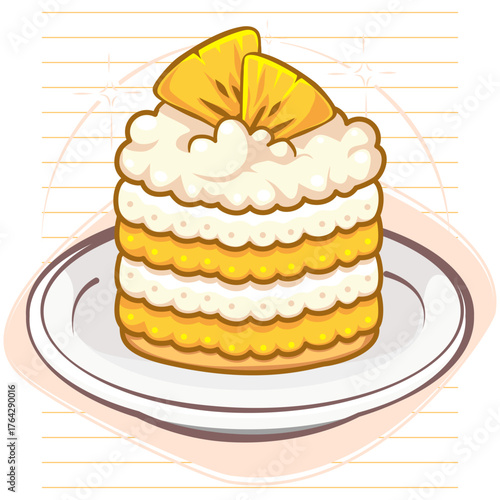 cake with cream and pineapple topping