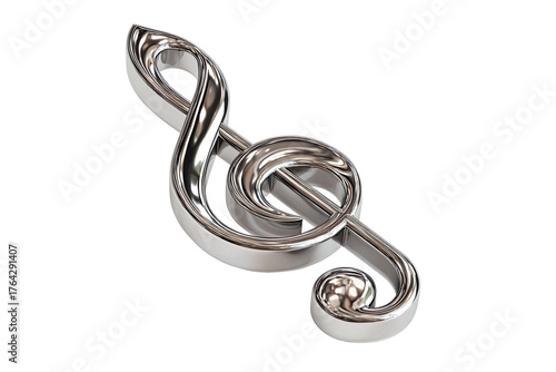 Metallic treble clef, 3D render