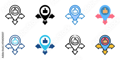 Positioning icon set multiple style collection 
