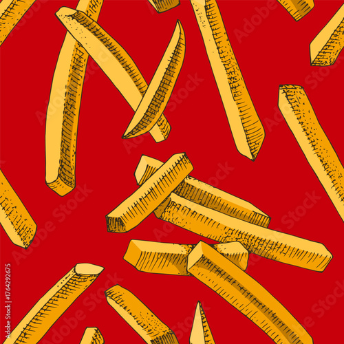 French fries vector seamless pattern