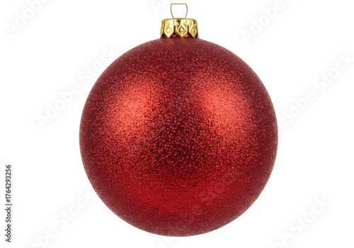 Sparkling red Christmas ball PNG illustration isolated on transparent background festive holiday ornament decoration