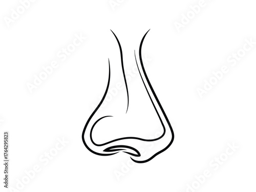 human nose black and white outline