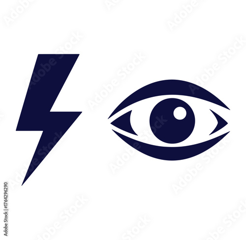 Conceptual design of an eye symbol observing an electrical flash or bolt of lightning.