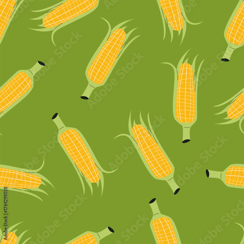Seamless pattern with corn. For healthy vegetarian menu or packaging. 