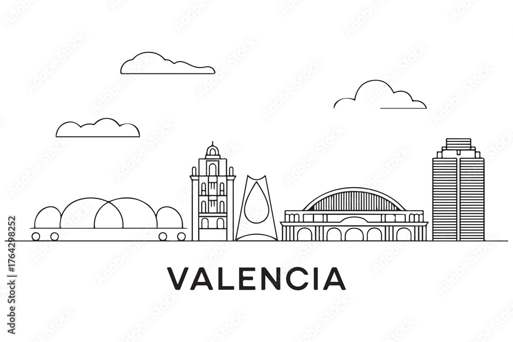Obraz premium Valencia Line Art skyline horizontal banner. Valencia, Venezuela. Vector template for your design. with white background