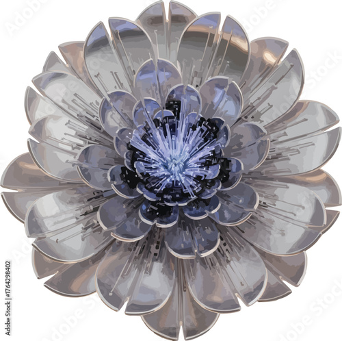Mechanical Flower with Chrome Petals