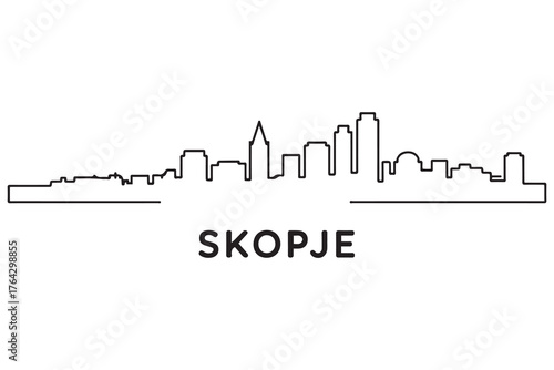 Skopje Line Art skyline silhouette. Black Skopje city design. with white background