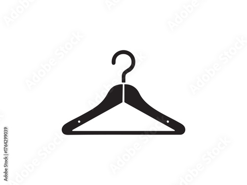 Simple silhouette of a black clothes hanger with a hook ready for use silhouette