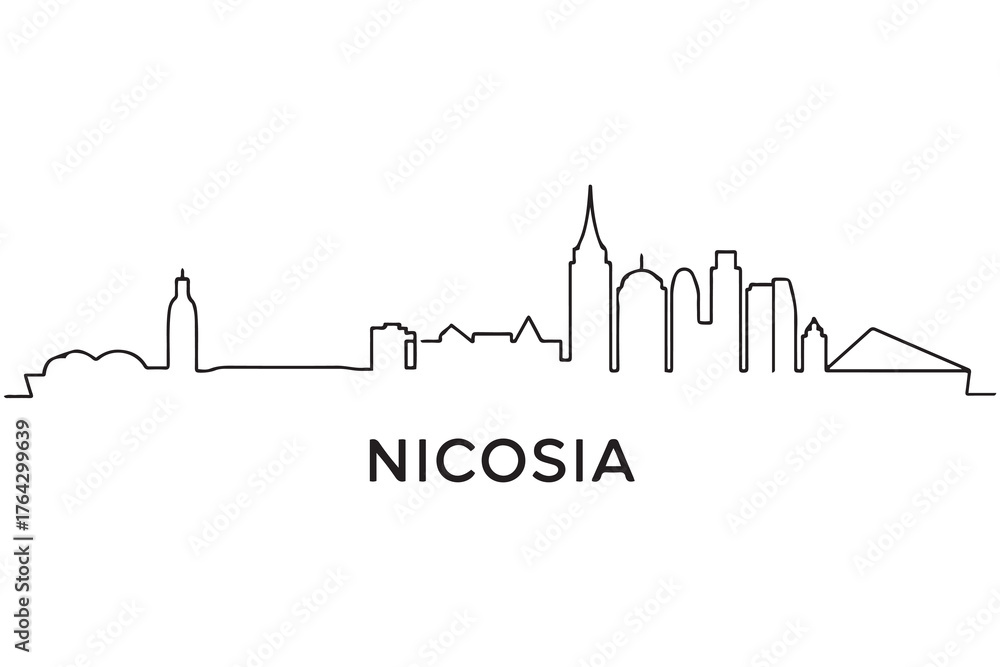 Fototapeta premium Nicosia Line Art skyline silhouette. Black Nicosia city design. with white background