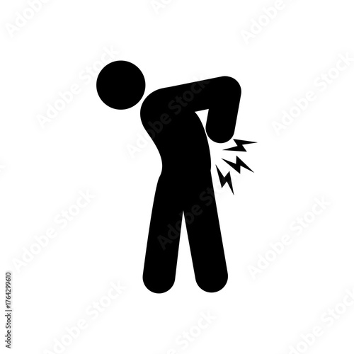 Back pain icon, Person with Back pain icon. Flat vector illustration design isolated on white background.