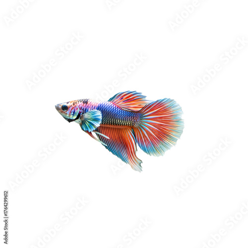 Vibrant Betta fish with flowing fins swims gracefully