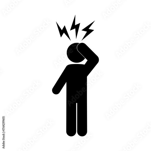Person with have a headache icon. Flat vector illustration design isolated on white background.