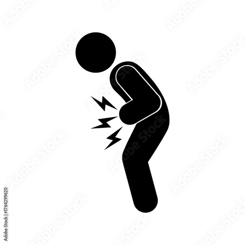 Abdominal pain icon, Person with stomachache icon. Flat vector illustration design isolated on white background.