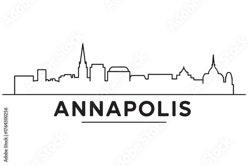Annapolis Line Art skyline silhouette. Black Annapolis city design. with white background
