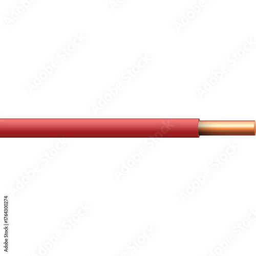 Photos Realistic Electric Power Coaxial Cable With Copper Wire On Transparent Backgroun