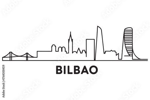 Bilbao Line Art skyline silhouette. Black Bilbao city design. with white background