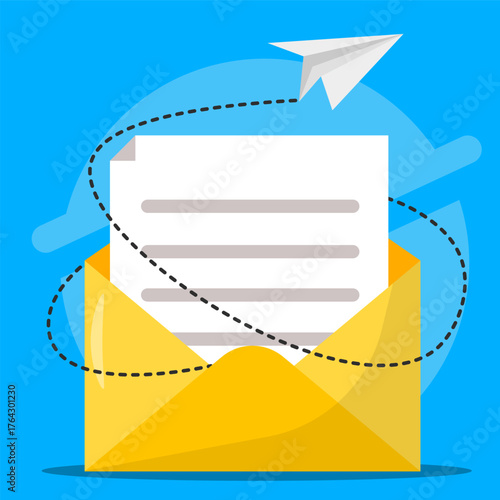 Mail for communication concept. New message orders. Minimal letter sending. Mail to send newsletters for promotions and product updates.
