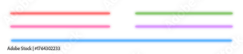 Neon line vector icons, Glowing horizontal bars, Bright borders and Luminous dividers