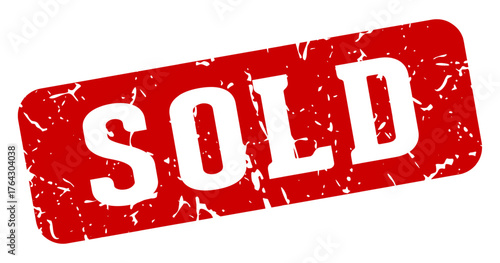 sold rectangular sign. sold stamp
