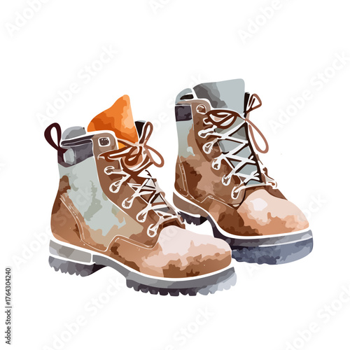 Hiking Boots Watercolor