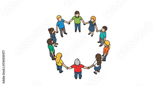 Diverse Individuals Form a Connected Circle, Representing Unity, Collaboration, and Strong Community Bonds