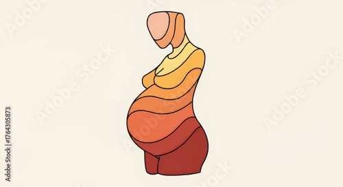 Abstract Pregnant Woman Illustration with Gradient Shading