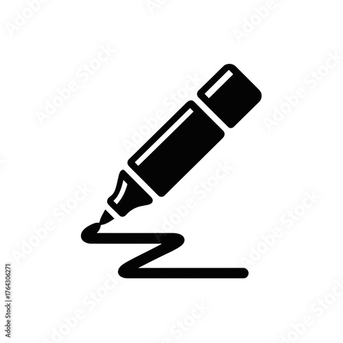 Marker Pen Drawing Line Glyph Icon Vector