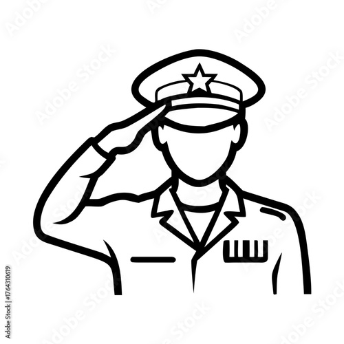 Soldier in uniform saluting to honor Veterans Day