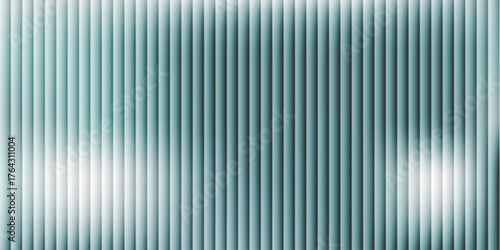 Reeded Glass Texture Background with Frosted translucent effect, soft green Gradient and vertical lines. Distortion with Blur surface. Vector illustration