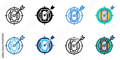 Pricing strategy icon set multiple style collection 
