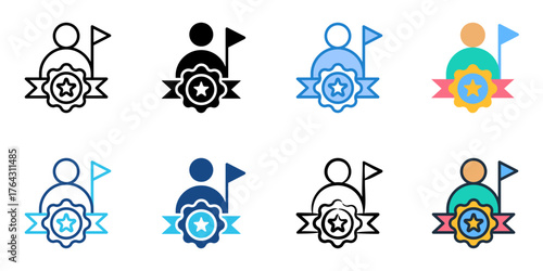 Brand ambassador icon set multiple style collection 
