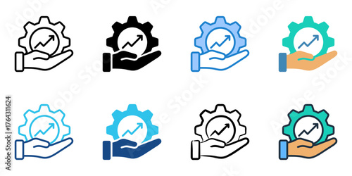 Industry expertise icon set multiple style collection 
