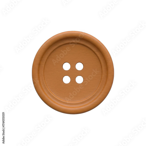 Round, light-tan button with four small holes