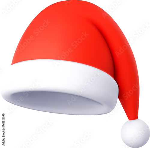 Red christmas santa hat design with pompom