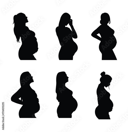 Collection of Pregnant Woman  . maternity and motherhood concept . eps 10