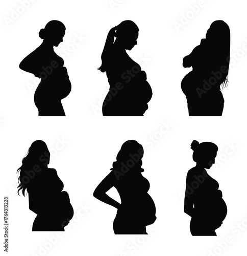Collection of Pregnant Woman  . maternity and motherhood concept . eps 10